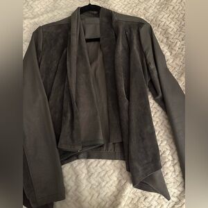 BLANK NYC Draped Faux Suede Faux Leather Jacket